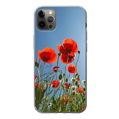 Produktbild von MuchoWow® Handyhülle Schutzhülle Hülle für iPhone 13 Pro Max Strahlende Sonne über einigen Mohnblumen in Spanien Silikon Softcase Handy Hülle - Mobiltelefon