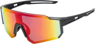 Produktbild von Uni Sonnenbrille 80er Fahrradbrille Sport Brille Retro verspiegelt Blau/Gelb-Schwarz