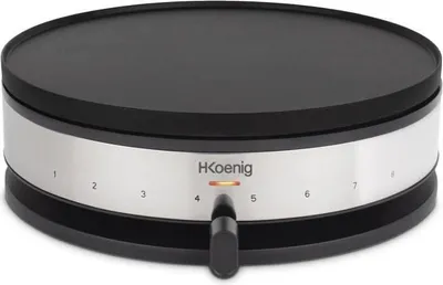 Produktbild von Crêpière HKoenig KREP56, Abnehmbare Wendplatte, 33 cm, 1500W, Schwarz/Edelstahl, Einstellbarer Thermostat bis 230°C