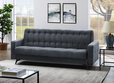 Produktbild von Schlafsofa GRETA BIS mit Bonnellfederkern, Couch mit Schlaffunktion Bettkasten Sofa mit Steppung (Stoff: paros 06 - anthrazit)
