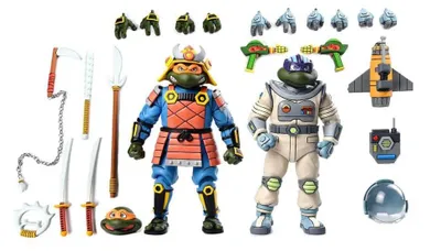 Immagine prodotto di Figurki Akcji TMNT - Donatello w Kosmosie & Michelangelo Samuraj 18 cm - NECA