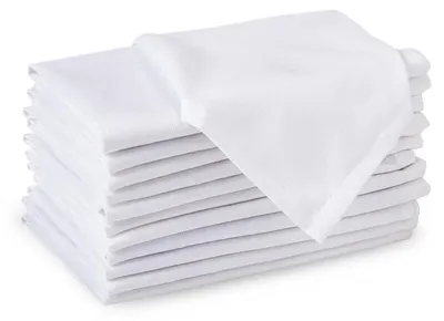 Stoffservietten aus Baumwolle, 12er-Set, 43x43 cm, Weiß, waschbar