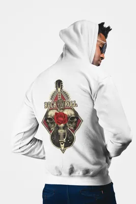 Produktbild von D&B Uni Hoodie ZIPZN00014 Rock And Roll Weiß-Größe XL