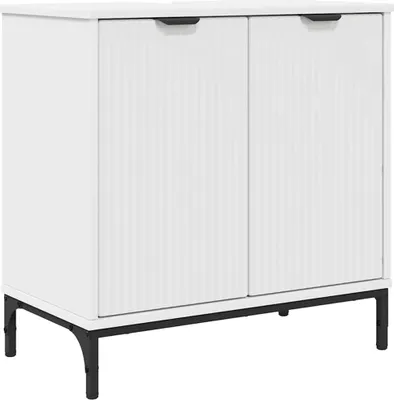 Image de Meuble de Lavabo de Salle de Bain Blanc 60,5 x 33,5 x 61 cm