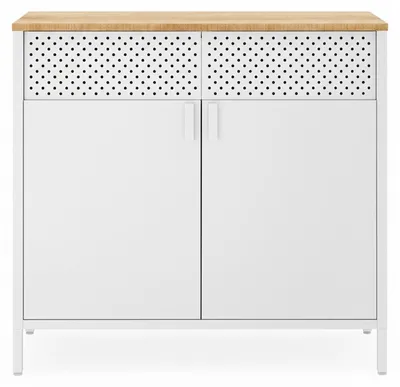 Obrázek produktu pro Kovová skříň s dvojitými dveřmi | Béžová a bílá | 80 x 40 x 76 cm