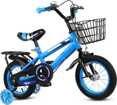 Produktbild von Kinderfahrrad 14 Zoll, Robuster Stahlrahmen in Blau, mit Gepäckträger, für Jungen & Mädchen ab 3 Jahre