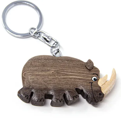 Produktbild von Schlüsselanhänger aus Holz - Nashorn