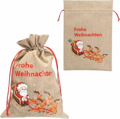 Produktbild von Weihnachtsgeschenksack Weihnachtsmann Schlitten 30x40cm