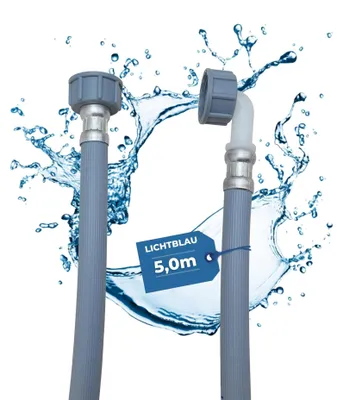 Wasserzulaufschlauch 5,0 m, 3/4 Zoll, Winkel/Gerade, inkl. Dichtungen