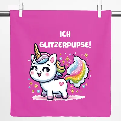Produktbild von Huuraa Kissenbezug Ich Glitzerpupse Einhorn 40x40cm Fuchsia Baumwolle Dekokissenbezug Geschenkidee