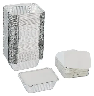Aluminium-Schalen mit Deckel, 100 Stück, 260 ml, Silber