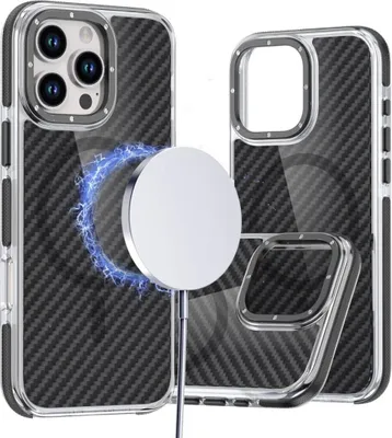 Produktbild von Fiber Case Magnet Hülle Transparent Schwarz Kompatibel mit iPhone 17 Pro