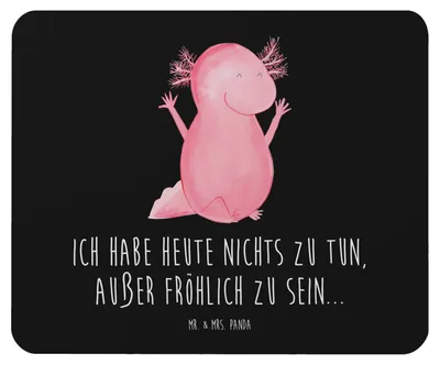 Produktbild von Mr. & Mrs. Panda Mauspad Axolotl Hurra - Schwarz - Geschenk, Lurche, Spaß, mausteppich, pc, Freude, Zufriedenheit, Mousepad, laptop, Mouse Pad
