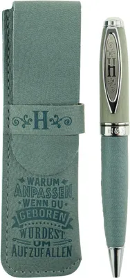 Produktbild von History & Heraldry Bamboo Persönlicher und individueller Kuli Kugelschreiber Stift mit Namen und Spruch Personalisiertes Etui Monogramm-Design persönliches Geschenk (Kuli H)