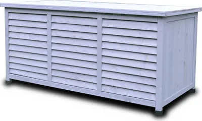 Produktbild von Rijoka Gartenbox aus Holz - Auflagenbox - 300L - 1270x560x600mm - Blau Grau
