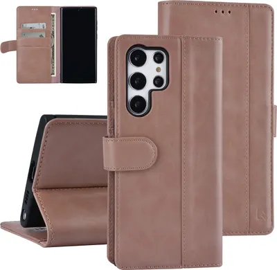 Zdjęcie produktu dla Etui UNIQ Accessory Samsung Galaxy S22 Ultra Book - Etui na 3 karty - Magnetyczne zamknięcie - Różowe złoto