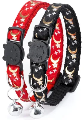 Productafbeelding van Halsband voor katten met belletje, snelsluiting, reflecterend materiaal, verstelbaar, van nylon