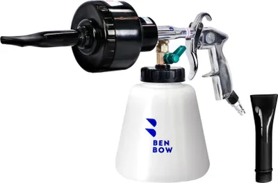 Image de Canon à mousse à air comprimé Benbow 012 Black, réservoir 1000 ml, pression maximale 6,2 bars, buses larges et étroites incluses dans le kit, pistolet à mousse, préparation automobile, voitures