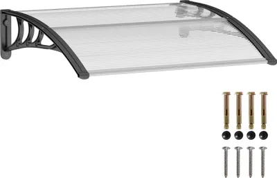 Produktbild von Vordach Haustürvordach 100 x 75 cm Pultvordach Überdachung Polycarbonat Transparent