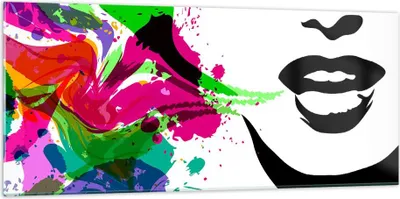 Produktbild von Bilder auf glas - Frau Gesicht Lippen Make-up - 120x50cm - Glasbilder - Wandbilder - Kunstdruck - zum Aufhängen bereit - Wanddekoration aus Glas - Glas Bilder - Wandbild auf Glas - GAB120x50-2634