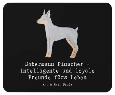 Produktbild von Mr. & Mrs. Panda Mousepad Dobermann Pinscher Freund - Schwarz - Geschenk, Hunderasse, aktive Hunde, Arbeitshunde, Hund, computer, intelligente, laptop, Mauspad, Wachhunde