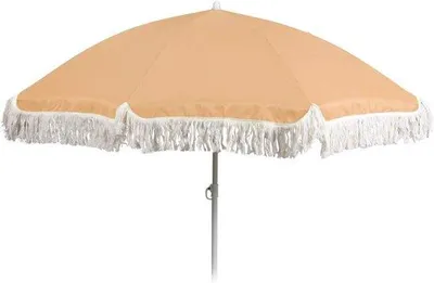 Productafbeelding van Strandparasol met franjes - Balkonparasol Tuinparasol - Zonwering Buiten - UV-bescherming 30+ - 155 cm - Geel