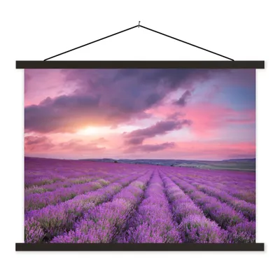 Produktbild von MuchoWow® Textilposter Lavendel - Lila - Wolken - Blumen 150x113 cm mit schwarzem Rahmen - Wohnzimmer