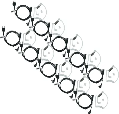 Produktbild von vhbw 10x Headset kompatibel mit Icom IC-4GXET, IC-4GXAT, IC-4GXE, IC-4iA, IC-4GXA Funkgerät mit PTT Mikrofon - transparent, schwarz, Akustikschlauch