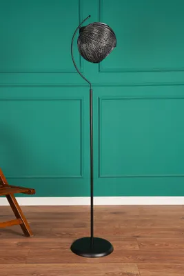 Produktbild von Opviq, Hochwertige Stehlampe mit Metallkörper, Jute-Kappe (30 x 30 cm), Höhe: 165 cm, E27 Fassung, max. 40 W, Silber und Schwarz, modernes industrielles Design, .