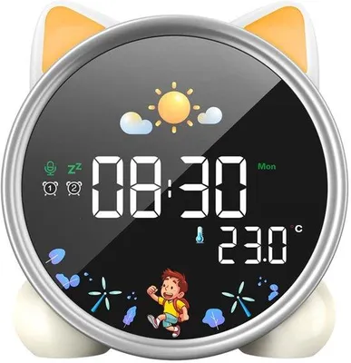Produktbild von Großer Bildschirm mit Katzenmodell, sprachgesteuerte Sensor, Trainingsuhr mit Temperaturanzeige