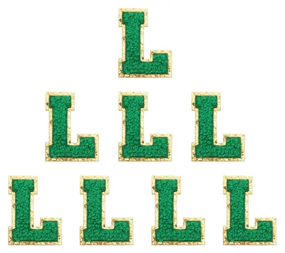Buchstaben-Patches, 8 Stück, dunkelgrün, selbstklebend, 5,5 x 4 cm
