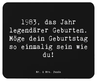 Produktbild von Mr. & Mrs. Panda Mauspad Spruch 1983 Geburtstag - Schwarz - Geschenk, Wertschätzung, besonderes Jahr, Happy Birthday, Alles gut zum, laptop, Geburtstagsgeschenk, mousepad