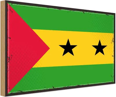 Produktbild von vianmo Holzschild 20x30 cm São Tomé und Príncipe Flagge Fahne Wappen