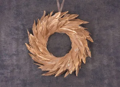 Obrázek produktu pro Vánoční věnec MagicHome, zlatý, závěsný, 35 cm