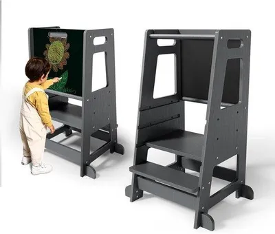 Immagine prodotto di Torre didattica in legno a 3 livelli di regolazione per bambini e neonati con lavagna bifacciale
