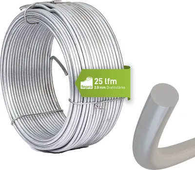 Produktbild von Fepro® Bindedraht 2,0 mm x 25 m, dick verzinkt - witterungsbeständig, ideal für Forst, Wildzaun, Garten oder basteln