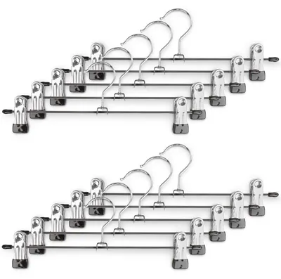 Produktbild von Metallische Kleiderbügel mit Clips - 50 Stück - Platzsparend - Silberfarben