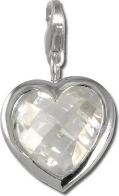 Image de SilberDream 925 Charm coeur Pendentif en argent véritable blanc zircon D2FC210W