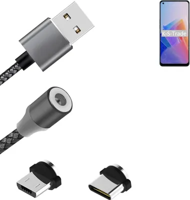 Produktbild von K-S-Trade Hochwertiges Magnet-Lade-kabel Sync-Kabel Daten-Kabel für Oppo Reno7 Z 5G mit USB-Typ-C-Anschluss und Micro-USB-Anschluss 2A bis zu 480mbps