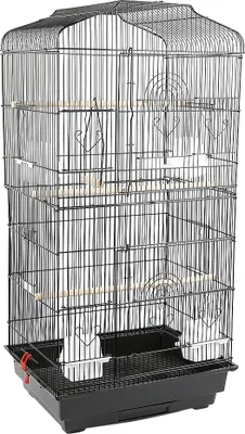 Image de Cage pour oiseaux Volière pour oiseaux 46×35×92cm Noir