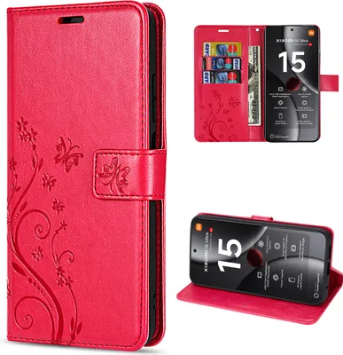 Produktbild von Hülle für Xiaomi 15 Ultra Handy Tasche Handyhülle Wallet Case Flip Cover in Rot
