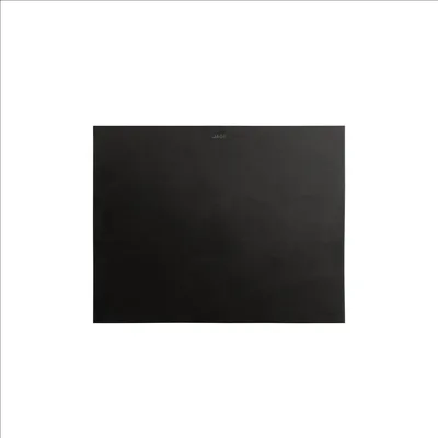 A black cutting board is shown against a white background.