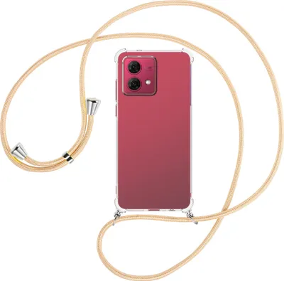 Produktbild von Handykette Backcover-Schutzhülle mit Band (Metall silberfarben) für Motorola Moto G84 5G (6.5'') - Goldkordel