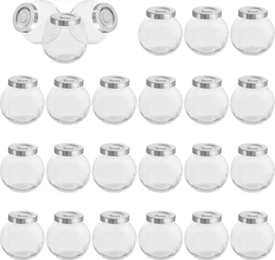 Produktbild von Belle Vous Runde Klare Kleine Marmeladengläser mit Schraubdeckel (24 Stk) - 50 ml Mini Marmeladengläser Set - Einmachgläser mit Schraubdeckel für