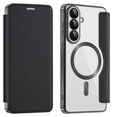 Immagine prodotto di Custodia MagSafe per Samsung Galaxy S26 Plus in Pelle finta con protezione RFID, nera