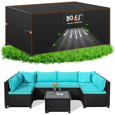 Imagen del producto de Omgoods - Funda protectora, resistente al invierno - Lona de protección - Impermeable - Aberturas de ventilación - Tejido Oxford 420D - Protección contra la intemperie - Funda para muebles de jardín