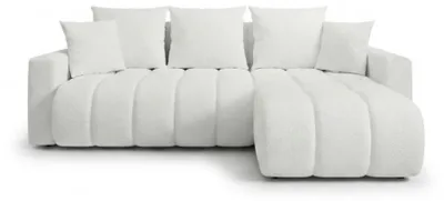 Produktbild von GIULIO L QUELLE GIULIO Ecksofa mit Schlaffunktion und Bettkasten L-Form Bouclé Cremeweiß