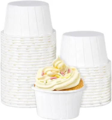 Zdjęcie produktu dla 100 sztuk papierowych foremek do muffinek, małe foremki do pieczenia, białe, idealne na urodziny, wesela i imprezy