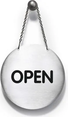 Obrázek produktu pro DURABLE Oboustranný piktogram ''OPEN/CLOSED'' Ø 130 mm, English neutral, 495565
