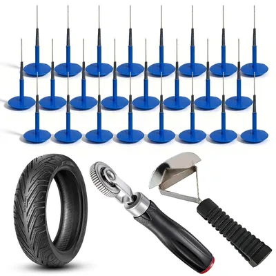 Image de Kit de réparation de pneus, comprenant 26 pièces avec des bouchons de réparation de 6 mm et des outils de réparation